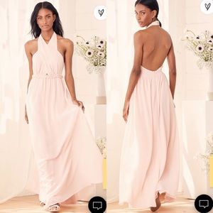 Lulu’s Don’t let go true blush maxi halter dress size small